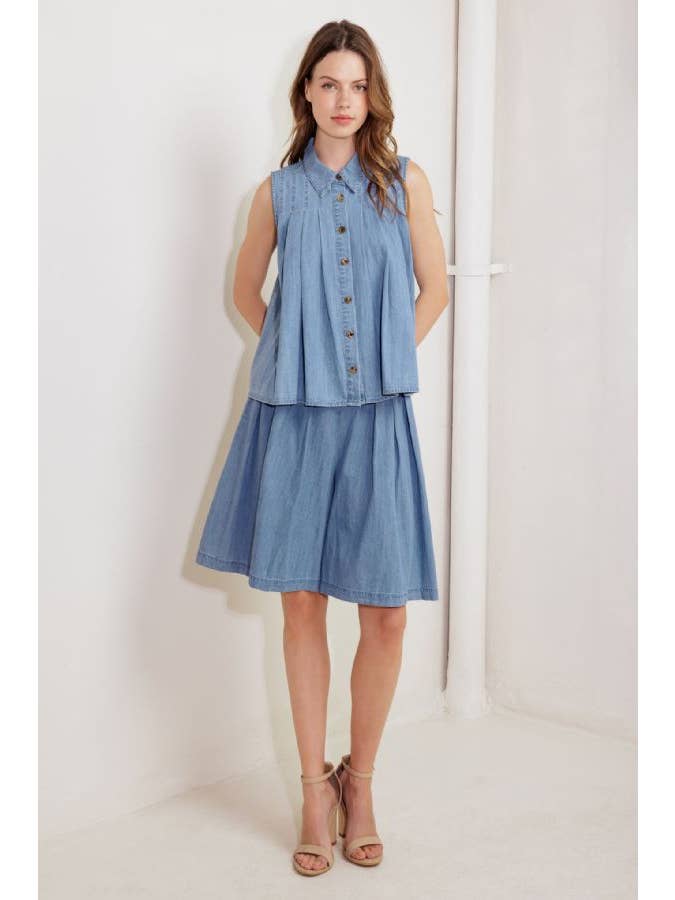 DENIM BLEU CLAIR Un haut en chambray lavé - FT1552 en vente sur Faire4