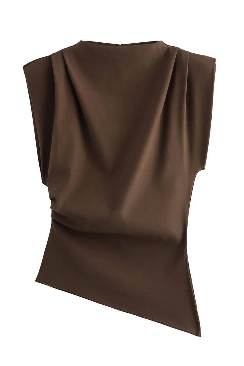 Mccolin - Vente Chemisier – femme - Haut sans manches à ourlet asymétrique1