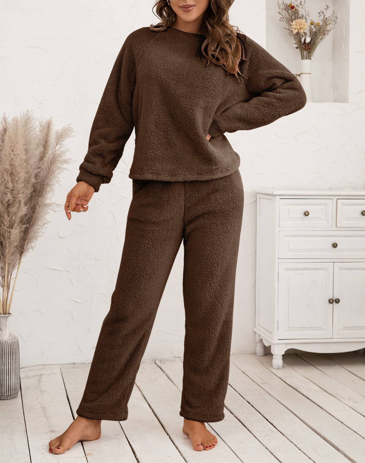 HIDDENBRAND - Wholesale Lounge Set - Women's - Loungewear Double-Sided Plush Two-Piece Set24