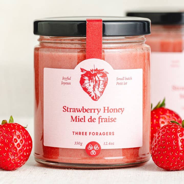 Strawberry Infused Honey - 350 g for wholesale by Three Foragers