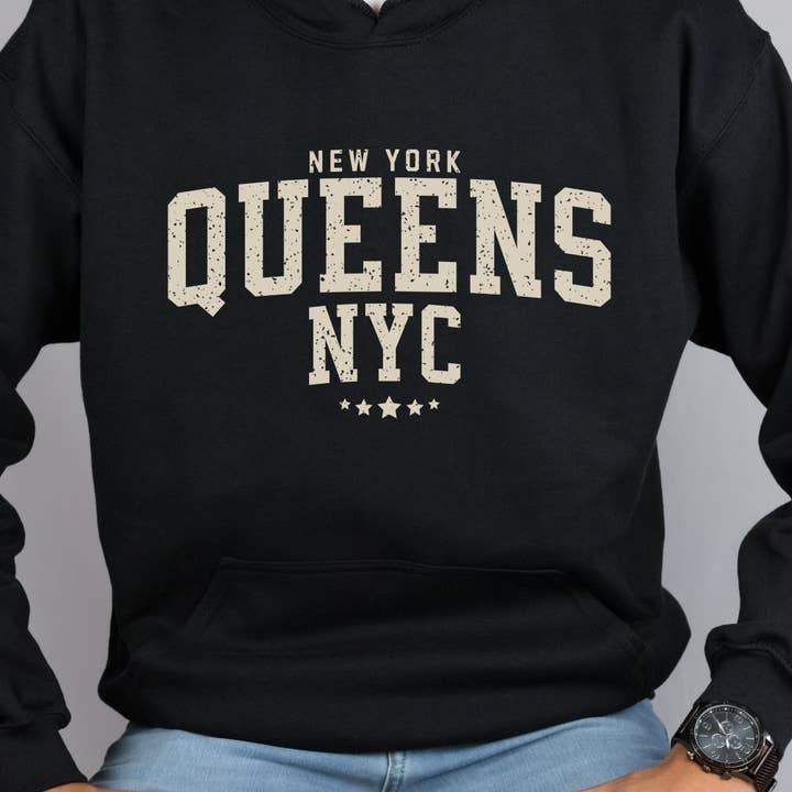 Victorholistics - Vendita all'ingrosso Felpa stampata - Donna - Felpa Queens NY, maglione Queens NY, maglione Queens New York, City, camicia da viaggio, camicia politica, regalo per lei, regalo per camicia di New York