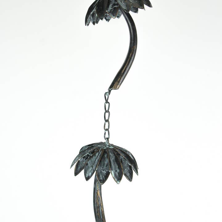 Brown Metal Tropical Palm Tree Rain Chain with Attached Hanger 72 inch for wholesale on Faire1