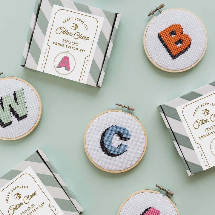 Multi Colored Drop Shadow Monogram Alphabet Cross Stitch Kit for wholesale on Faire2