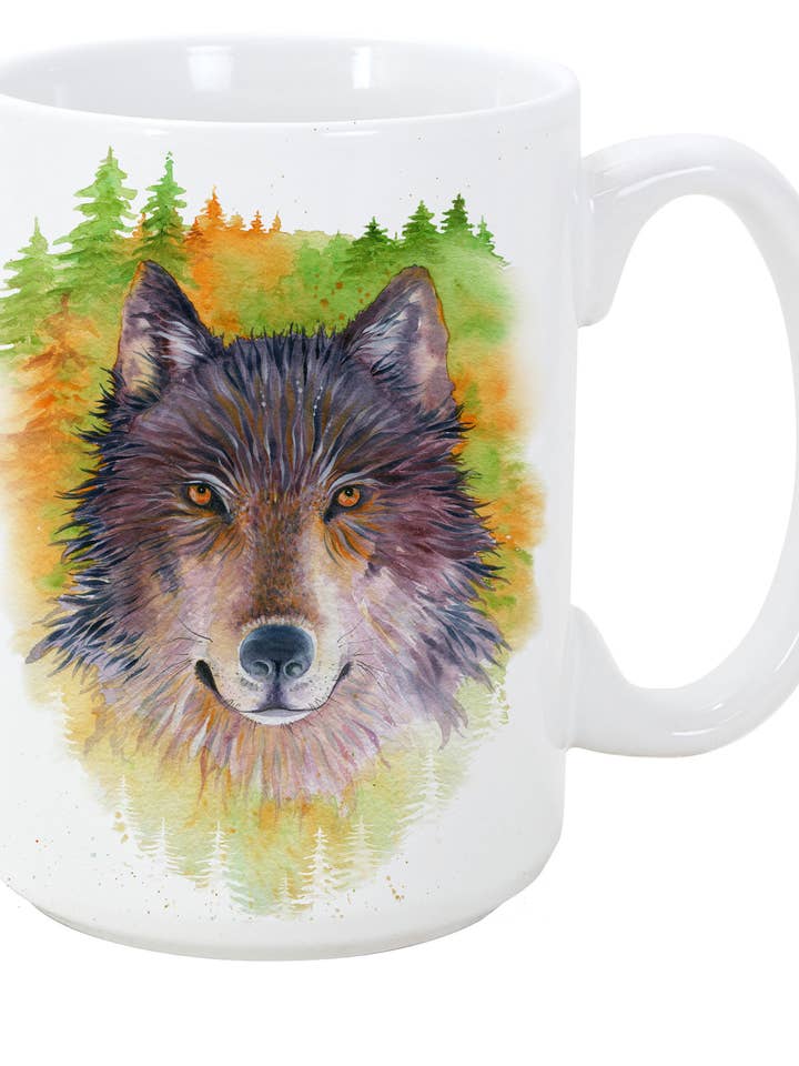 Caneca de Arte 15oz - Destemido - Lobo - Paisagem por atacado de Oladesign