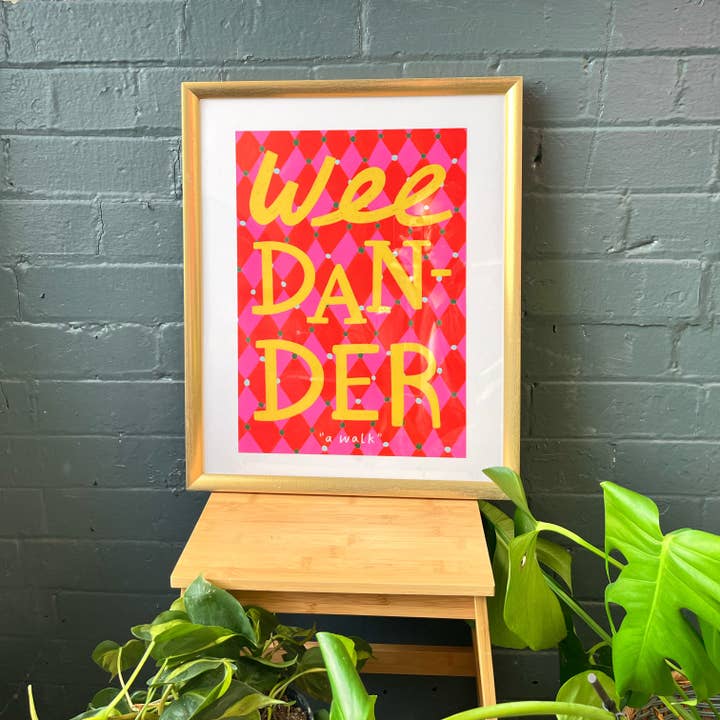 Wee dander typographic patterned art print | Belfast Print | Northern Irish art | Colourful typography art print | Northern Irish slang | for wholesale by Kerrie Illustrates