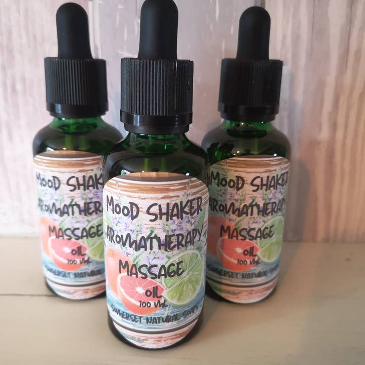 Olio da massaggio per aromaterapia Mood Shaker per la vendita all'ingrosso da parte di somerset natural soaps