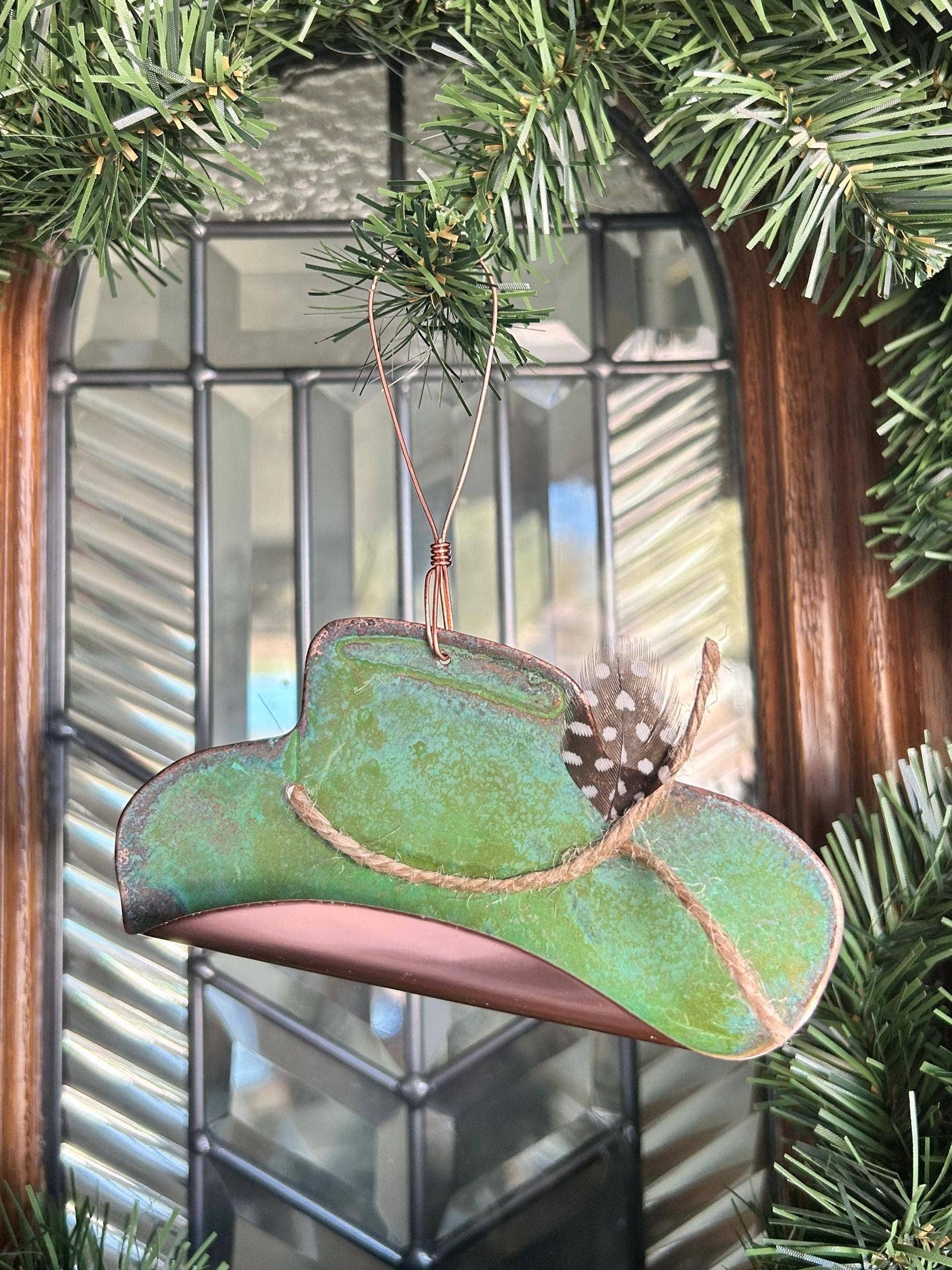 Dos Damas Designs – Großhandel Verzierung – Kupferner Cowboyhut-Weihnachtsschmuck3