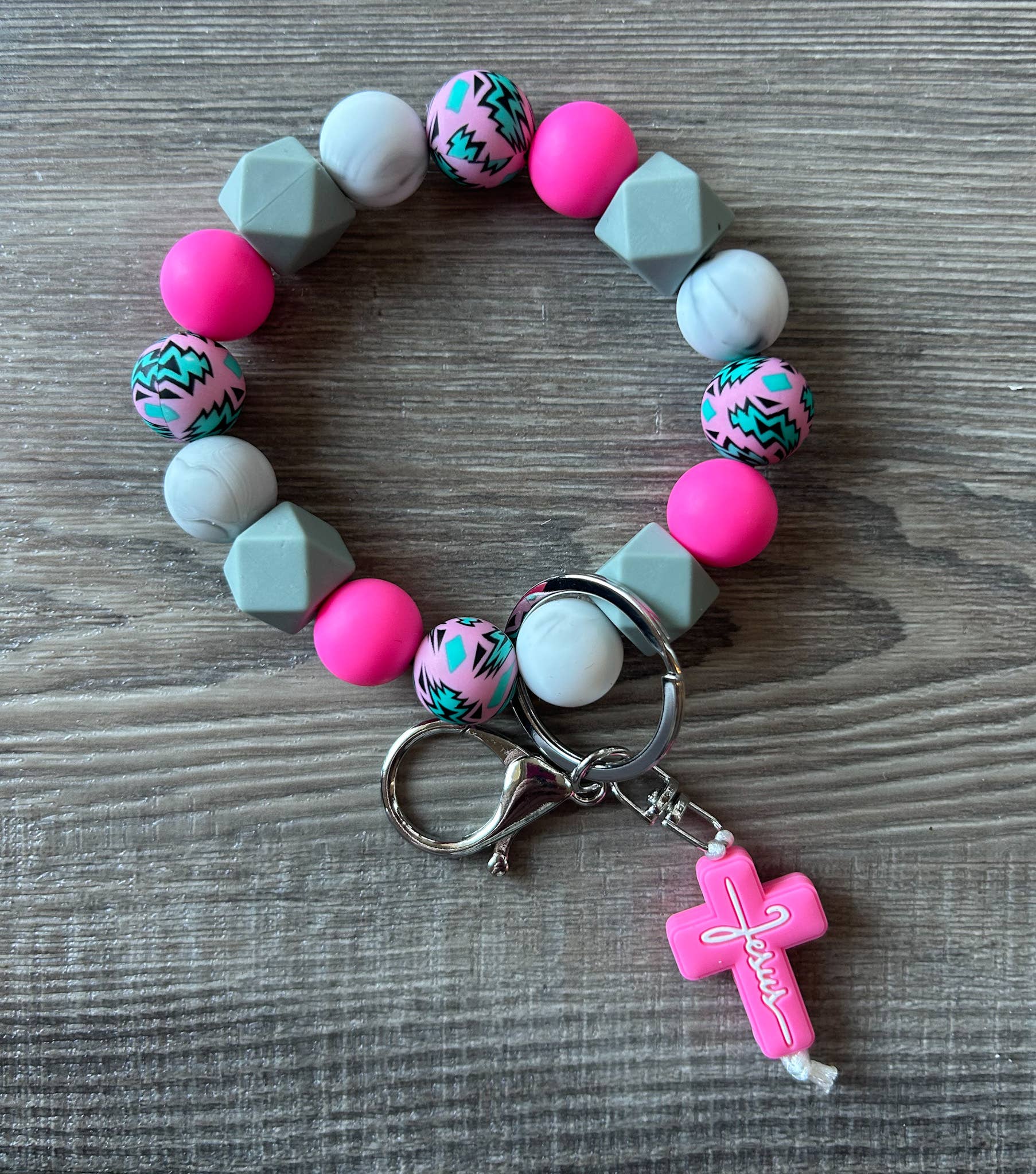 JILLIAN INK LLC - Wholesale Keychain Bracelet - Faith Jesus Cross Wristlet Keychain4