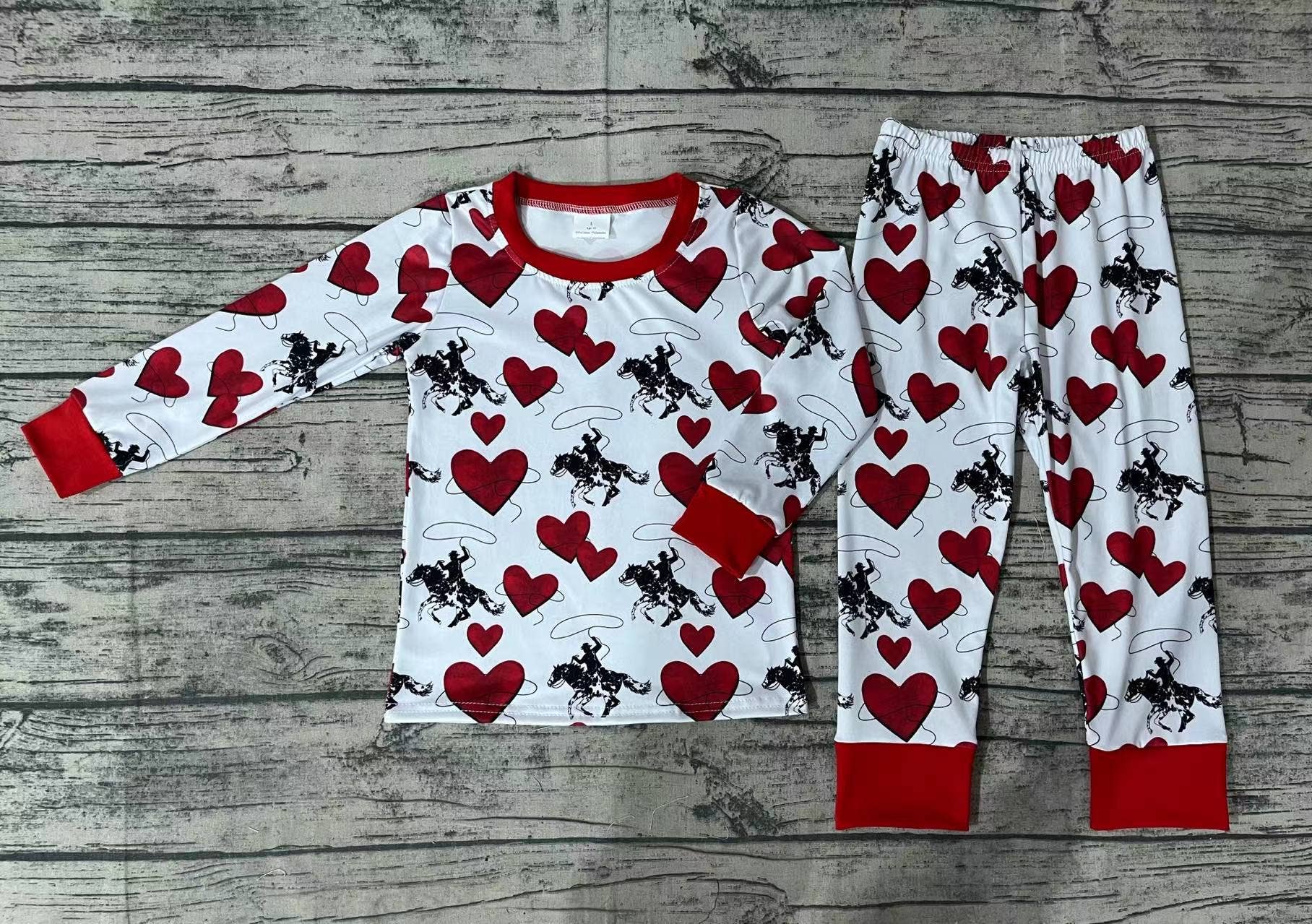 Aier Wholesale - Wholesale Top & Pant Set - Kids - Baby Boys Valentines Tee Shirts Top Pants Rodeo Outfits Clot1