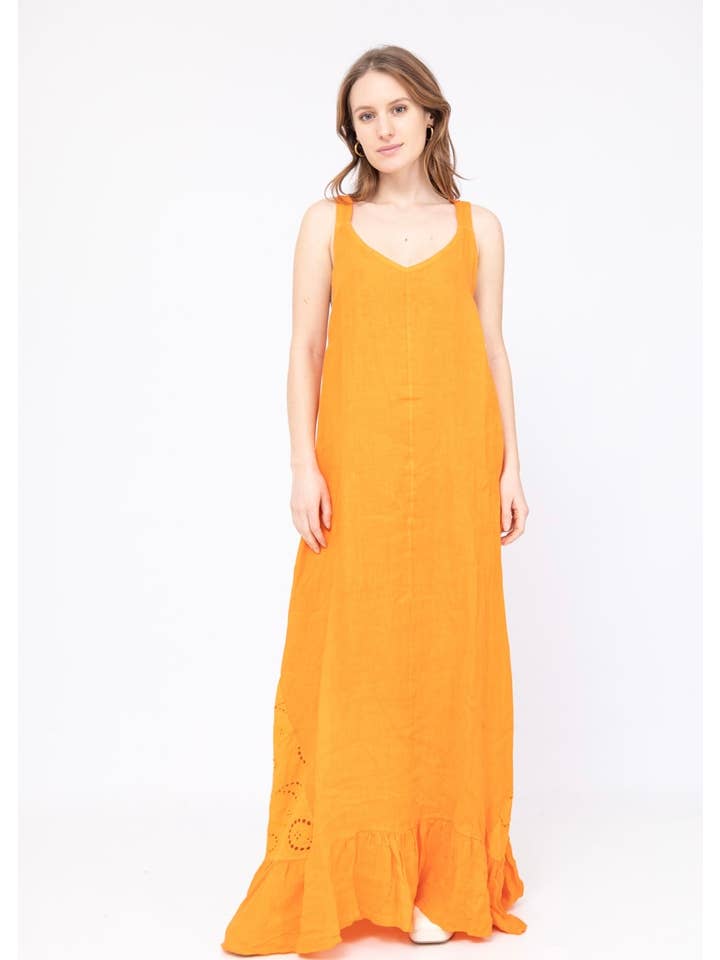 LINEN & COTTON HOUSE - Wholesale Dress - Women's - 8521LONG DRESS IN LINE SUMMER CLOTHING