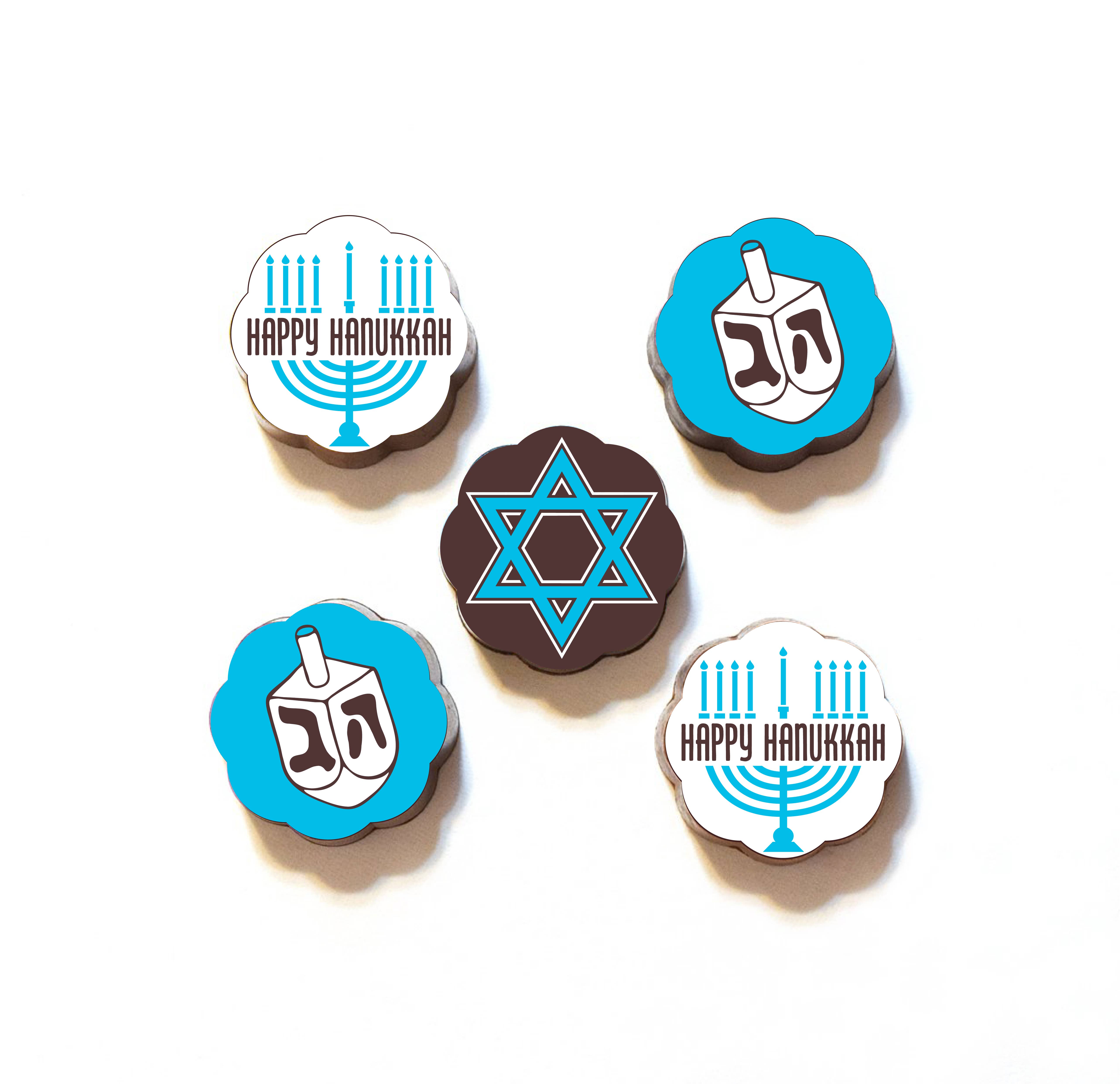 Chouquette - Wholesale Chocolate Box - Hanukkah Chocolate Covered Caramels - Box of 5