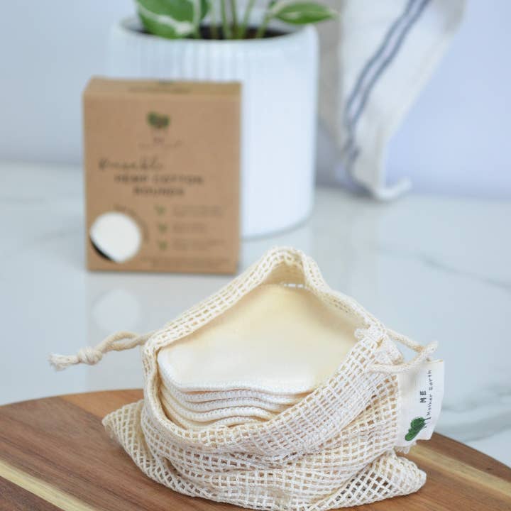 Me Mother Earth - Wholesale Cotton Pad - Hemp Cotton Rounds 10 Pack with Mesh Cotton Laundry Bag