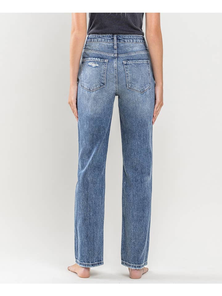 MASE SUPER HIGH RISE DISTRESSED STRAIGHT JEANS Y3913 for wholesale on Faire