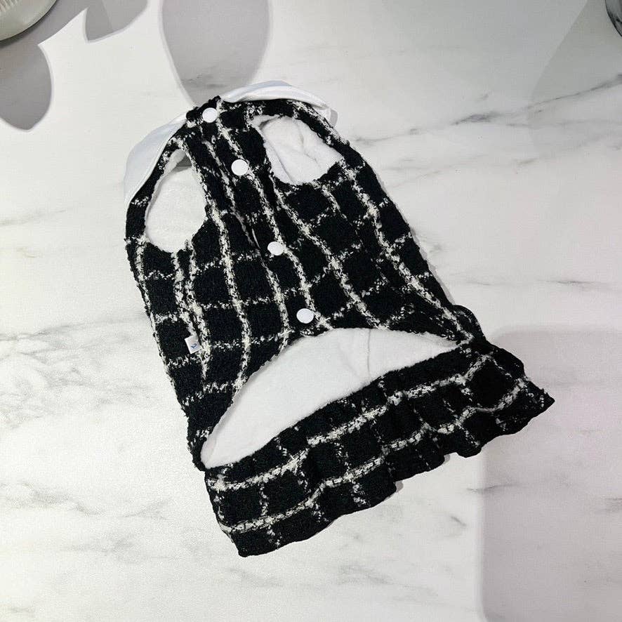 Channyfinds - Wholesale Pet Dress - Dog - Classic | Tweed Style Monochrome Pet Dress7