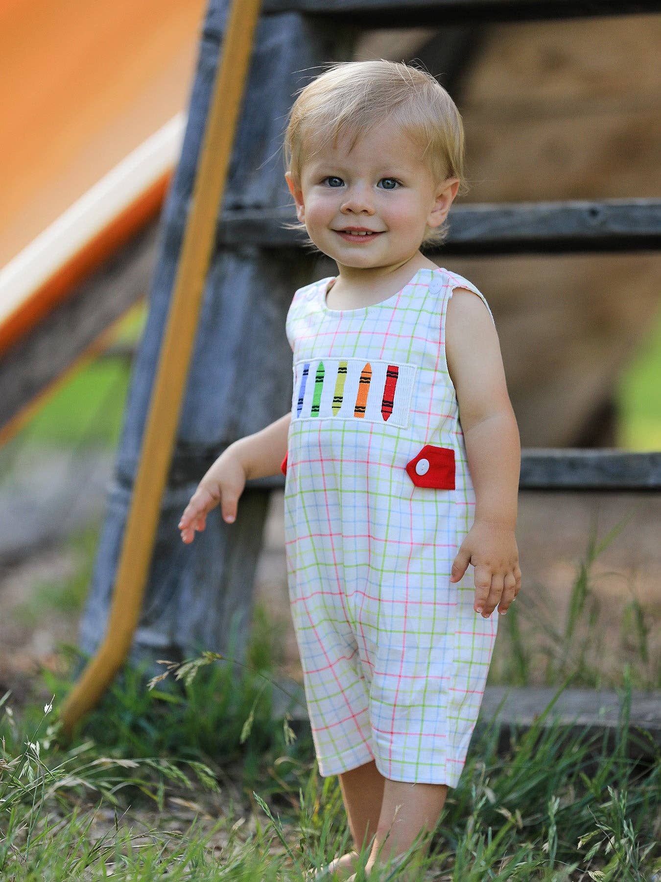 Rylee Faith Designs - Wholesale Jumpsuit - Baby - Back-To-School Smocking Embroidery Boys' Romper5