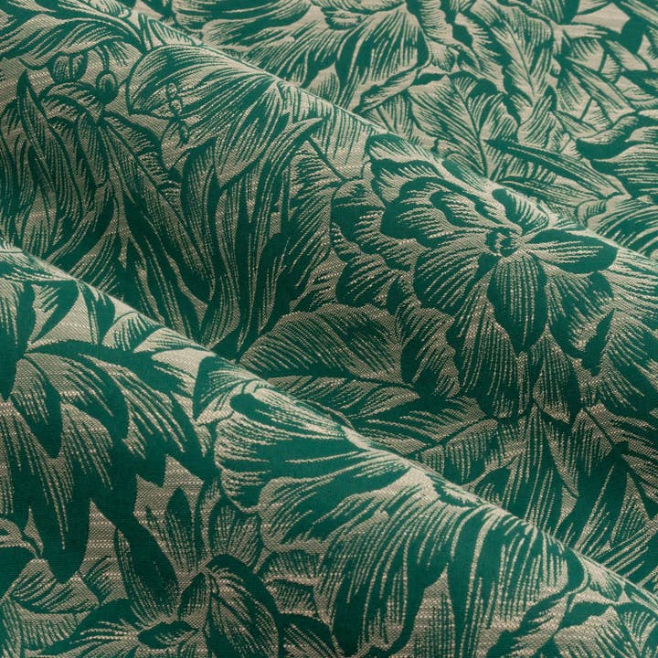Grantley Jacquard Pencil Pleat Curtains Emerald for wholesale on Faire