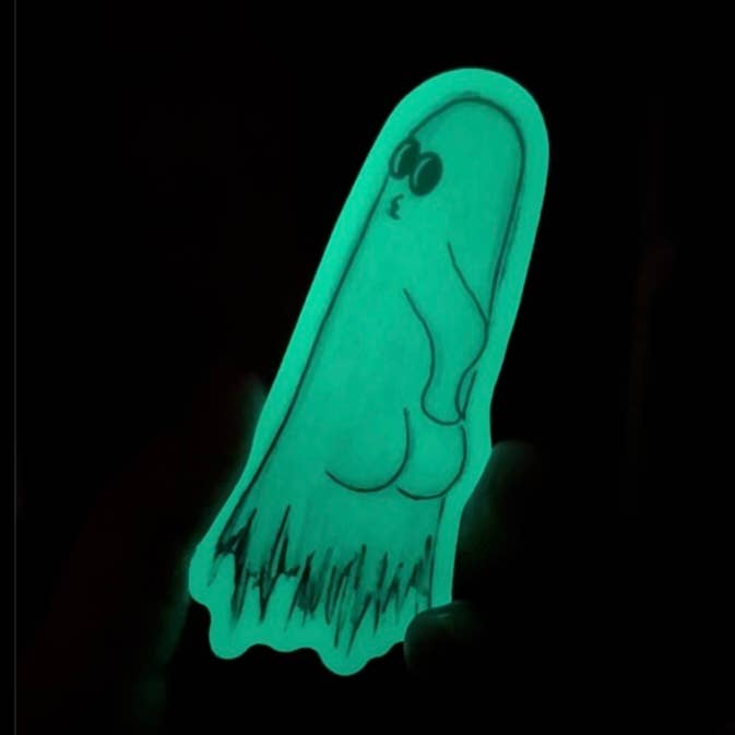 Ghost Booty Funny Glow in the Dark Vinyl Sticker for wholesale by SquigglyDoo Arts