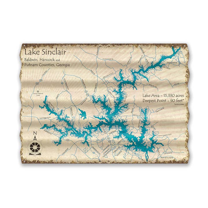Old Wood Signs – wholesale Skylt – Lake Sinclair, Georgia - Väggkonst i korrugerad metall