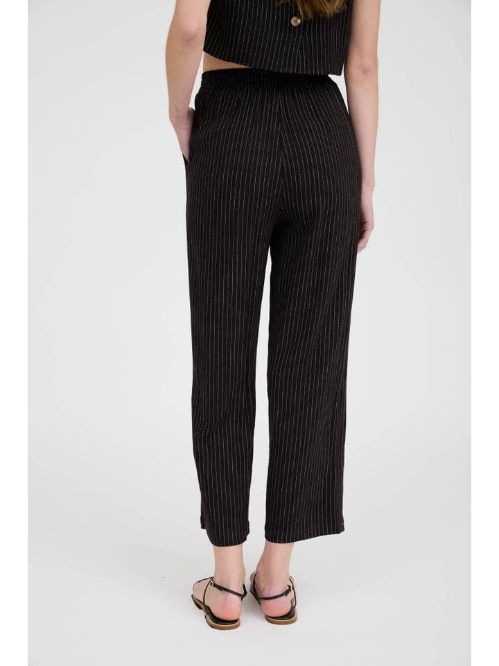 MINE - Wholesale Pants - Women's - PINSTRIPE DRAWSTRING STRAIGHT LEG LINEN PANTS11