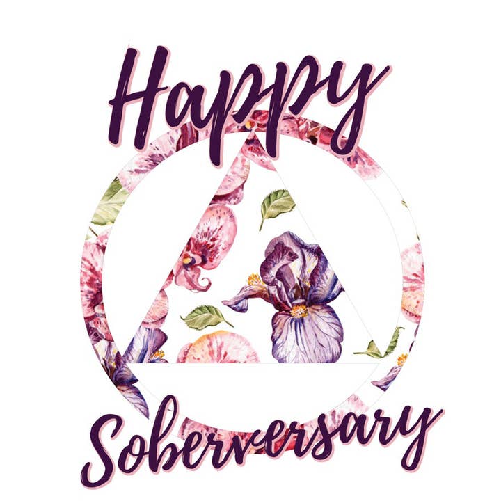 Happy Sober Anniversary Floral AA Karte für den Großhandel von Spirit and Snark