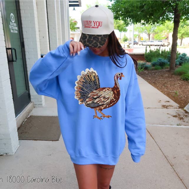 Bama Screens - Wholesale Screen Printed T-Shirt - Women's - Turkey Faux Rhinestones #BS84125