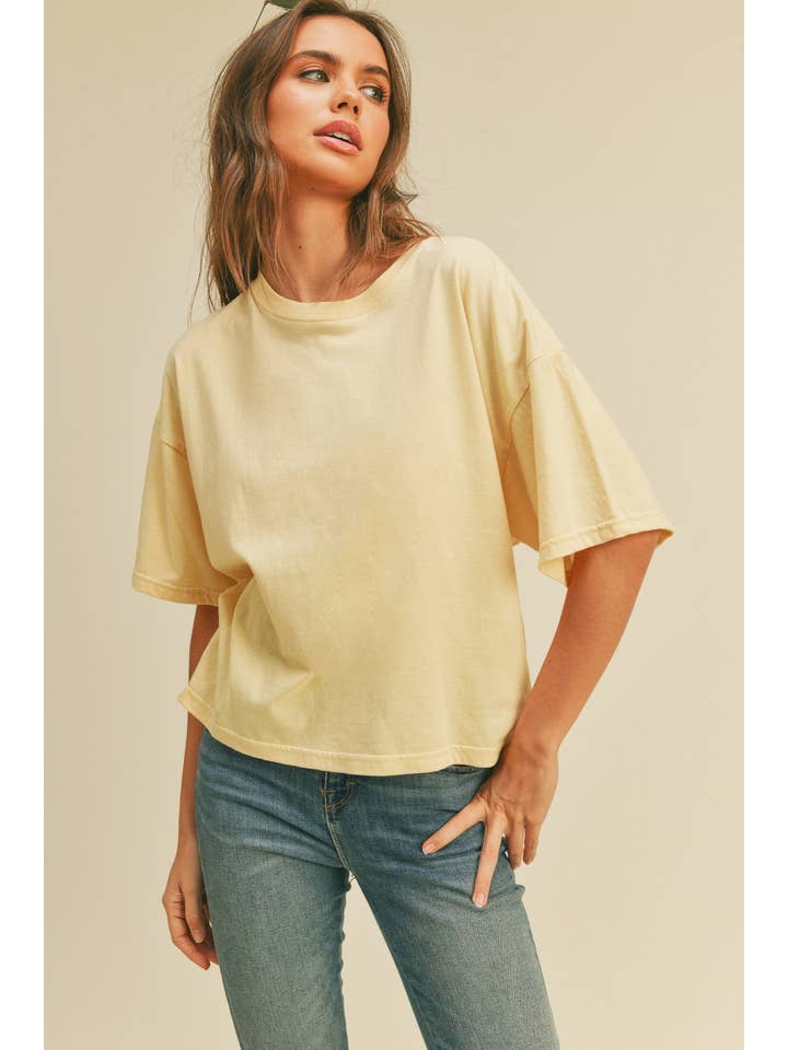 Honestee - Wholesale T-Shirt (Graphic) - Women's - Blank Long Cropped Short Sleeve T-Shirt