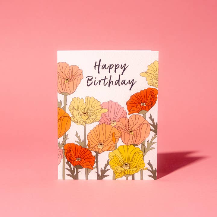 Illustrating Amy - Wholesale Birthday Card - Birthday Poppies Card