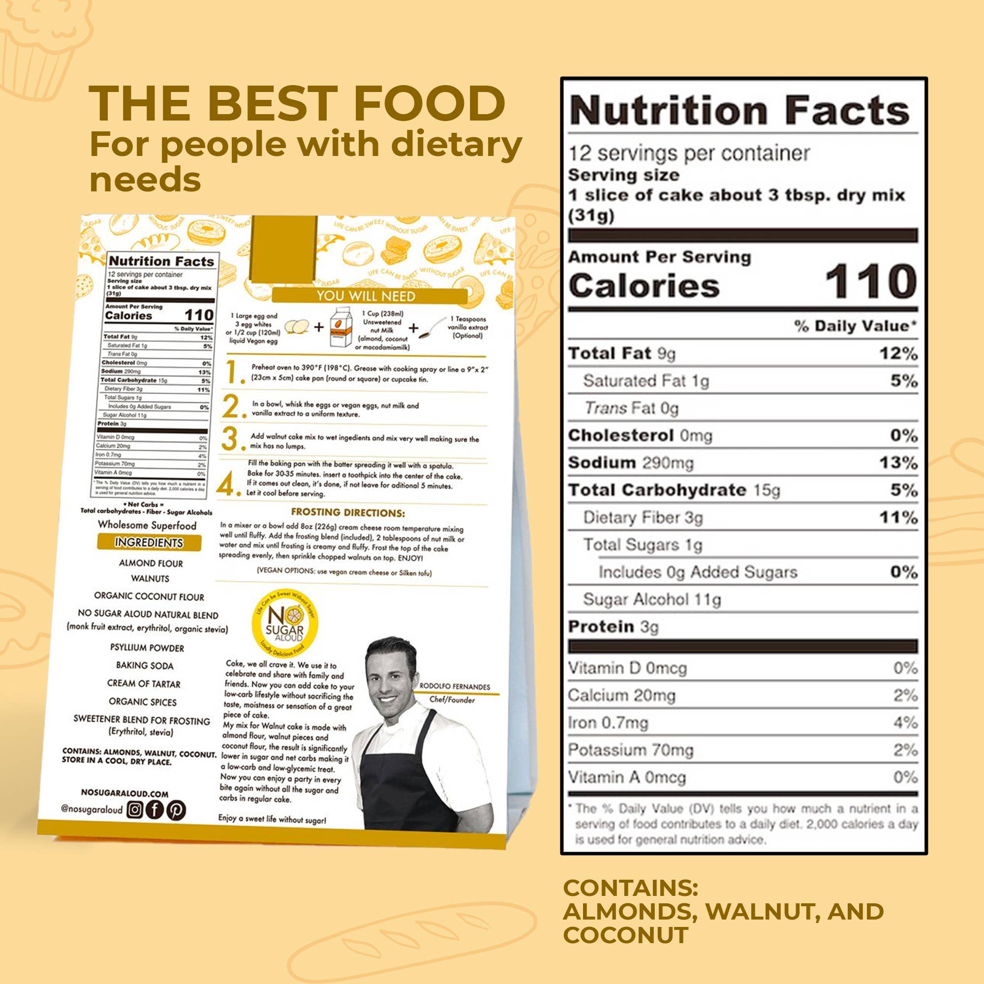 No Sugar Aloud LLC - Wholesale Cake Mix - Low-Carb Walnut Cake Mix3