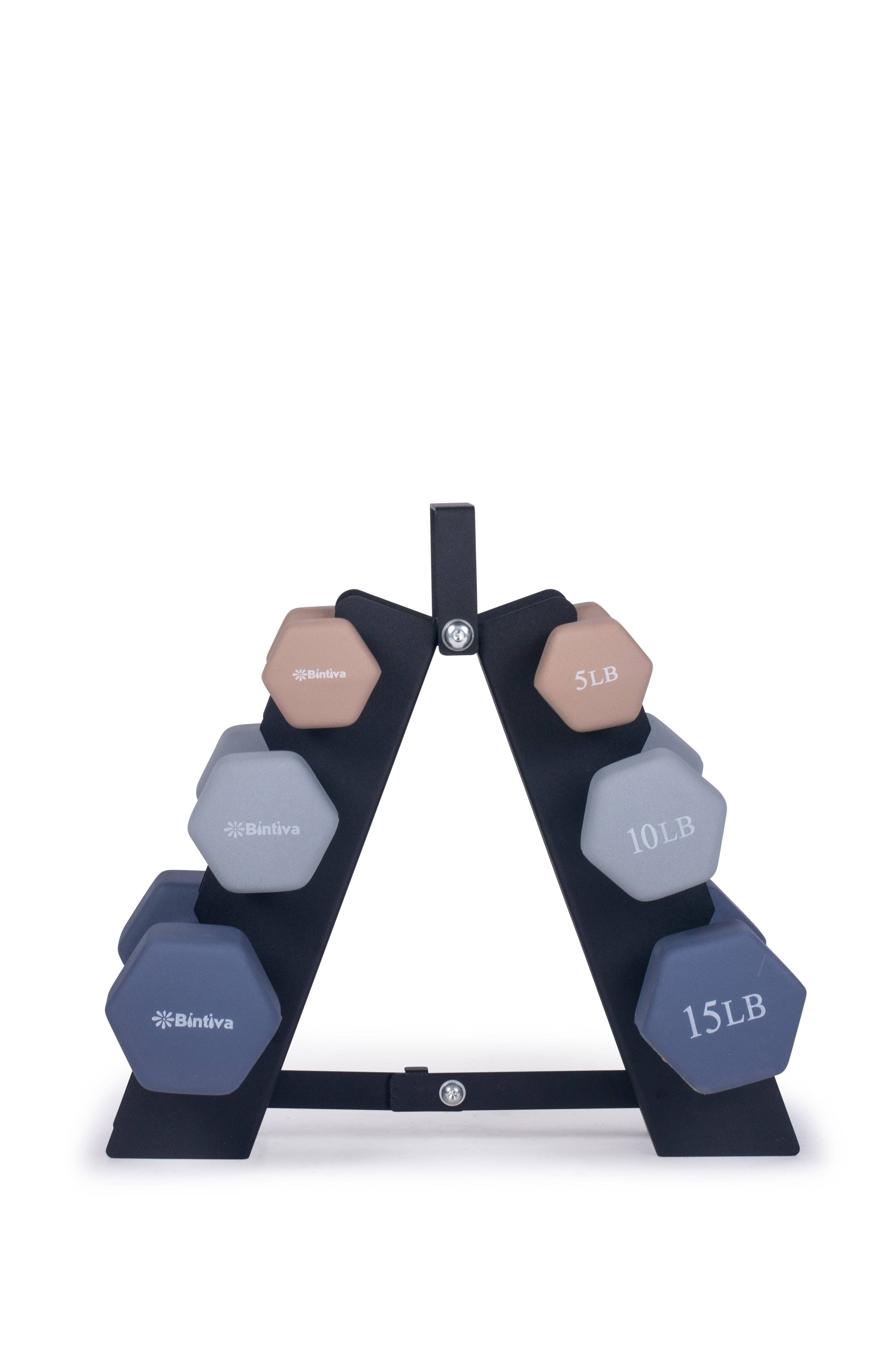 Bintiva - Wholesale Fitness Equipment - Rack Sets: Neoprene Hexagon shaped dumbbells - Earth Tones1