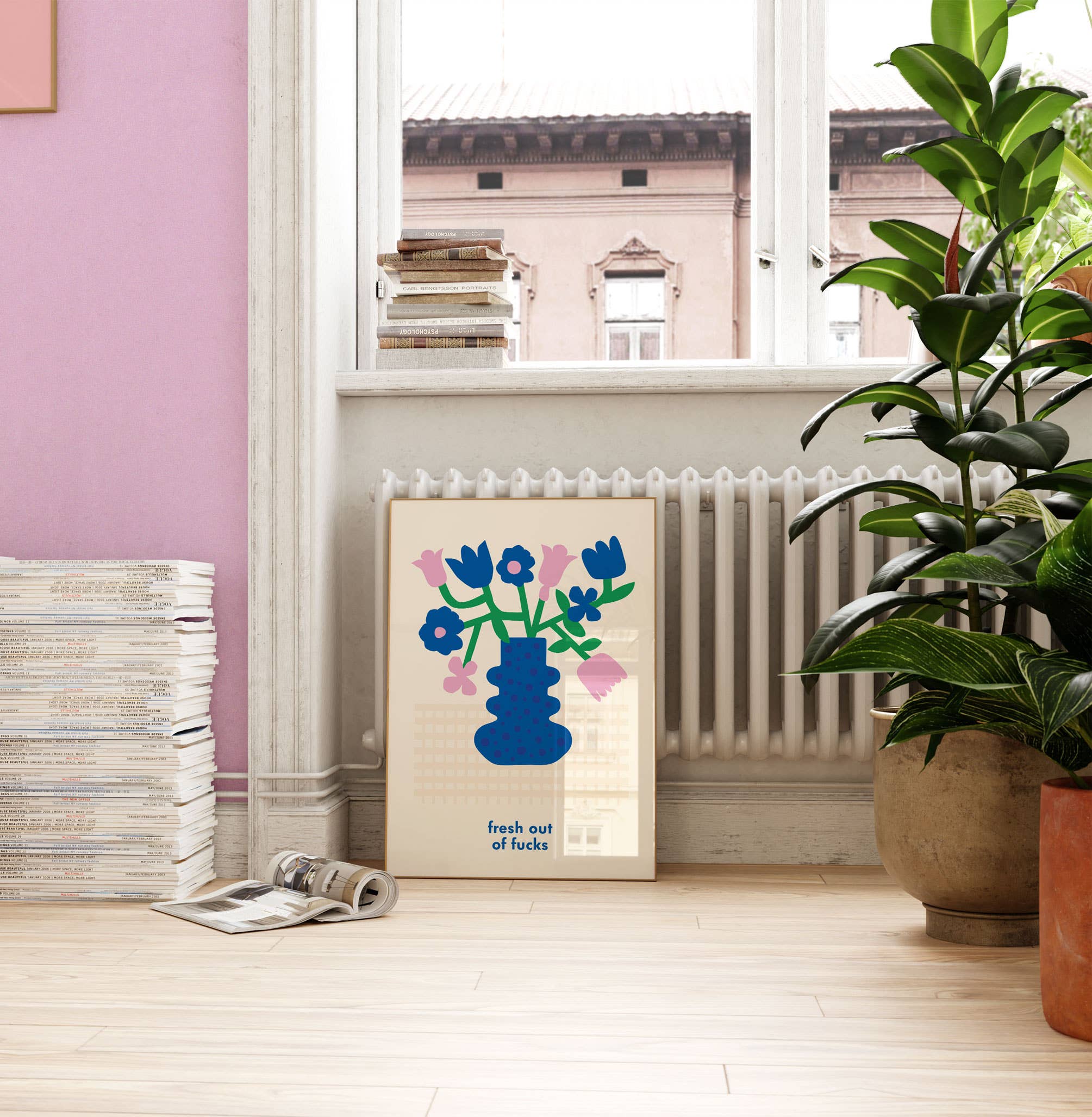 Kuku Studio - Vendita all'ingrosso Stampa artistica - Stampa "Appena Sfornato Di Fregarsene" - Illustrazione di vaso floreale2