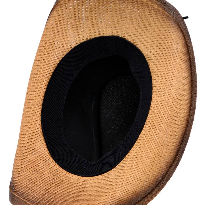 Cap Zone - Wholesale Cowboy Hat - Women's - Butterfly Emblem Waxed String Straw Cowboy Hat7