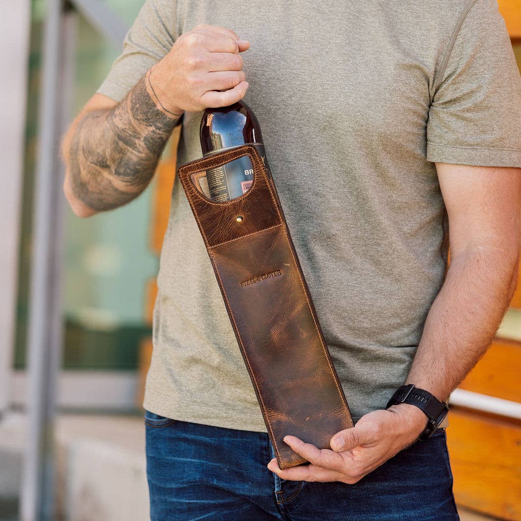 Steel & Clover - Wholesale Wine Tote - Baytree Leather Wine Carrier3