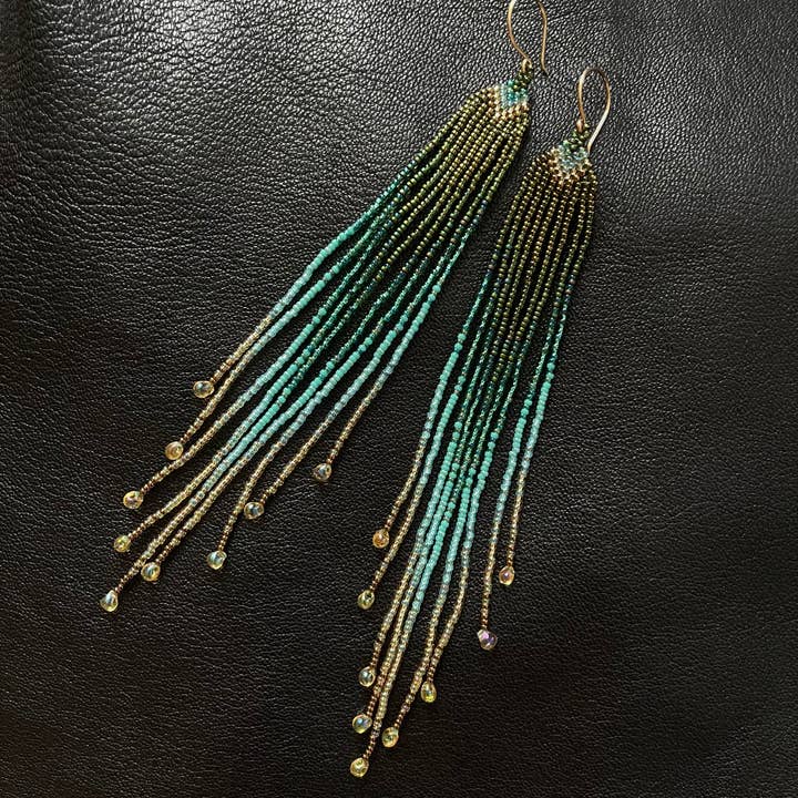 Cascading Golden Mossy Glow Medium Length ~ Seed Bead for wholesale by Maui Swan Designs