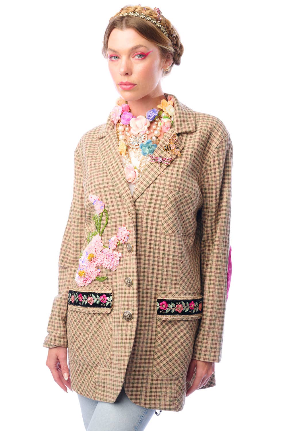 Aratta | Women's Fashion - Wholesale Blazer - Women's - Diana Beige Floral Blazer | Plaid Blazer | Flowery Jacket22