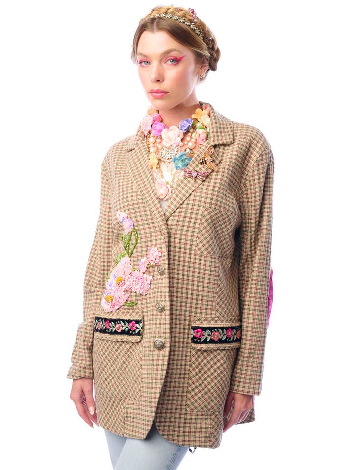 Aratta | Women's Fashion - Wholesale Blazer - Women's - Diana Beige Floral Blazer | Plaid Blazer | Flowery Jacket22