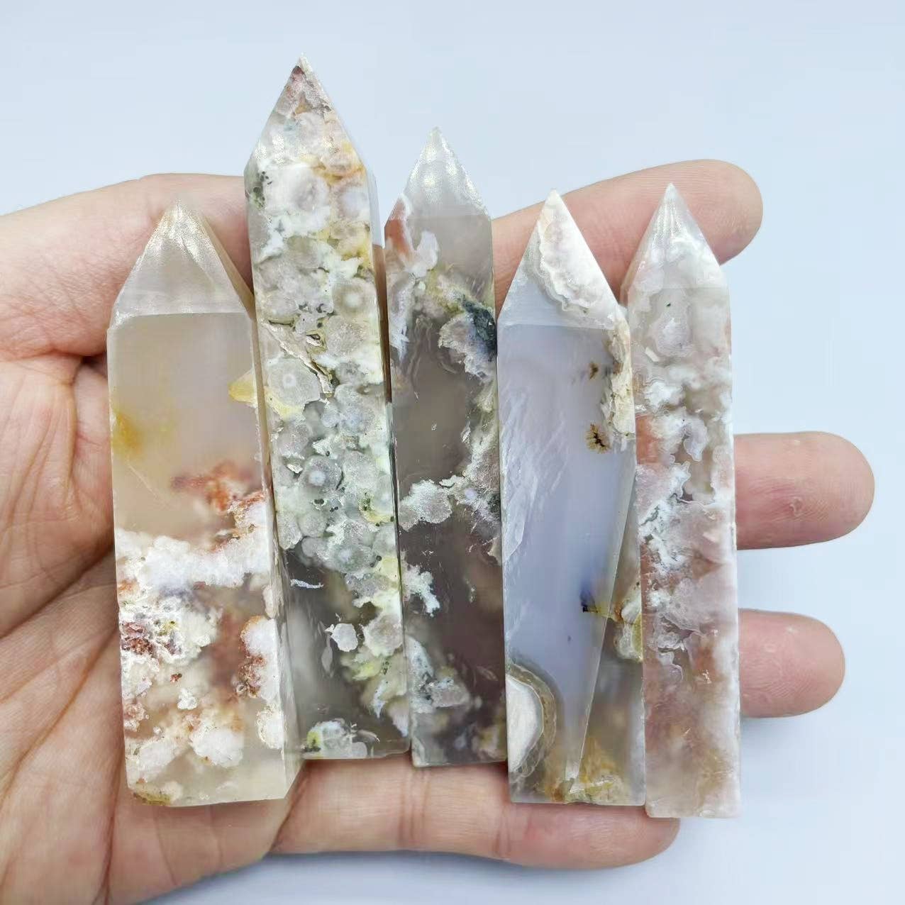 Crystal Deal· Wholesale Crystals & Gifts - Vente Plaques de charge pour cristal - Tour d’Agate Sakura polie – Cristal pointu 5–10 cm4