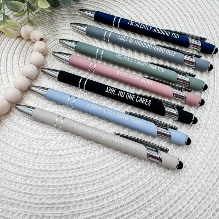 Embellish My Heart - Wholesale Pen - Everyday Essentials: Snarky Engraved Pen Set (Stylus Pens, Set of 7)6