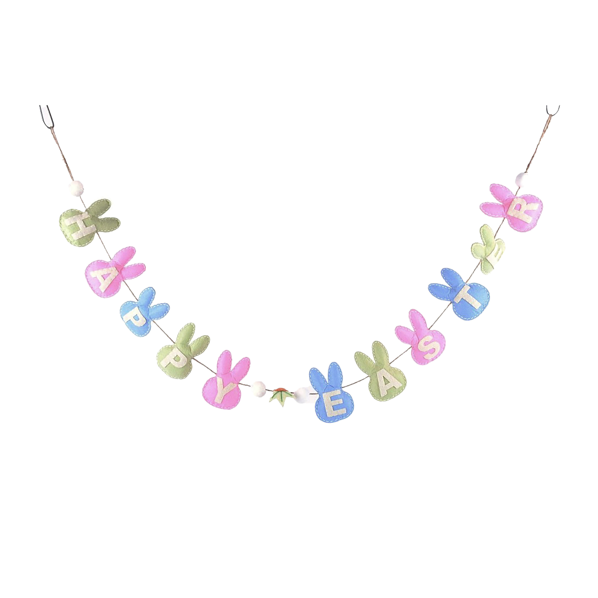 Jacobson - Wholesale Bunting/Garland - 4ft "Happy Easter" Bunny Garland - Stitched Felt Decor0
