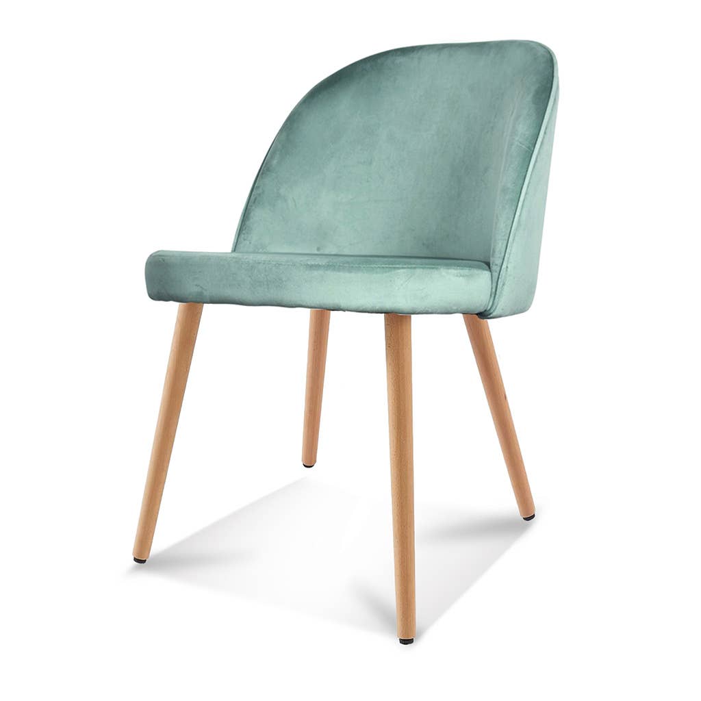 Opjet Paris - Vente Chaises - Chaise Ingrid velours bleu artic pieds façon bois L50 P56 H77cm0