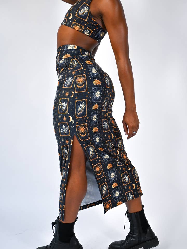 Celestial Tarot Mesh Maxi Skirt for wholesale by Vixn