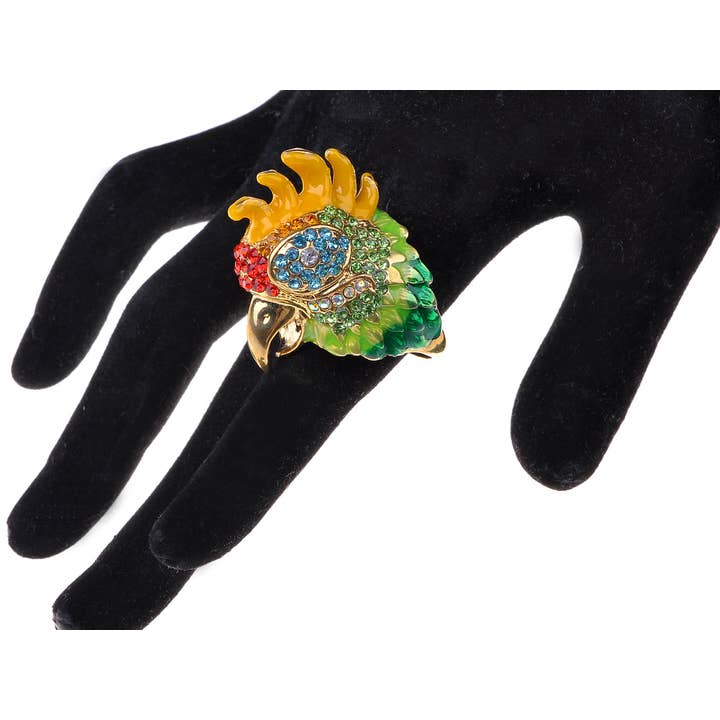 AK Brand – wholesale Cocktail/statement ring – Women Luxury Colorful Bird Crystal Rhinestone Ring1