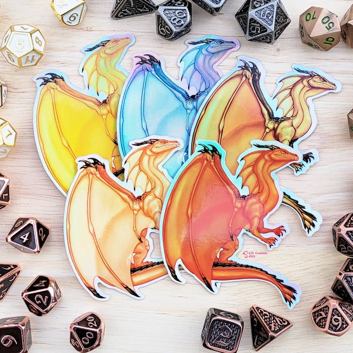 Metallic Dragon Holographic Vinyl Stickers for wholesale by EJS Creations