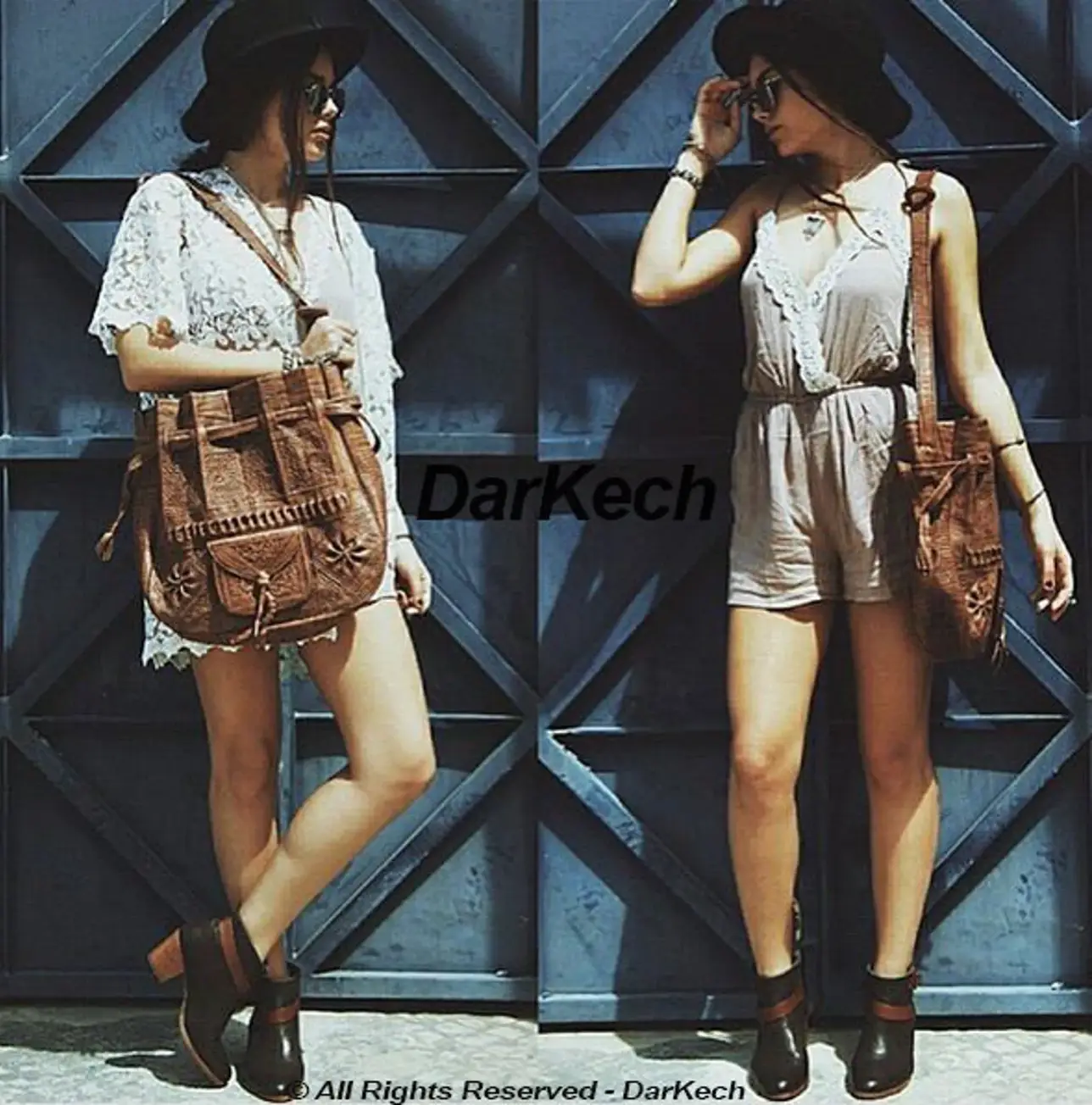 DarKech - Venta al por mayor Bolso con correa - Mujer - Bolso de cuero marroquí tipo saco con cordón para hombro7