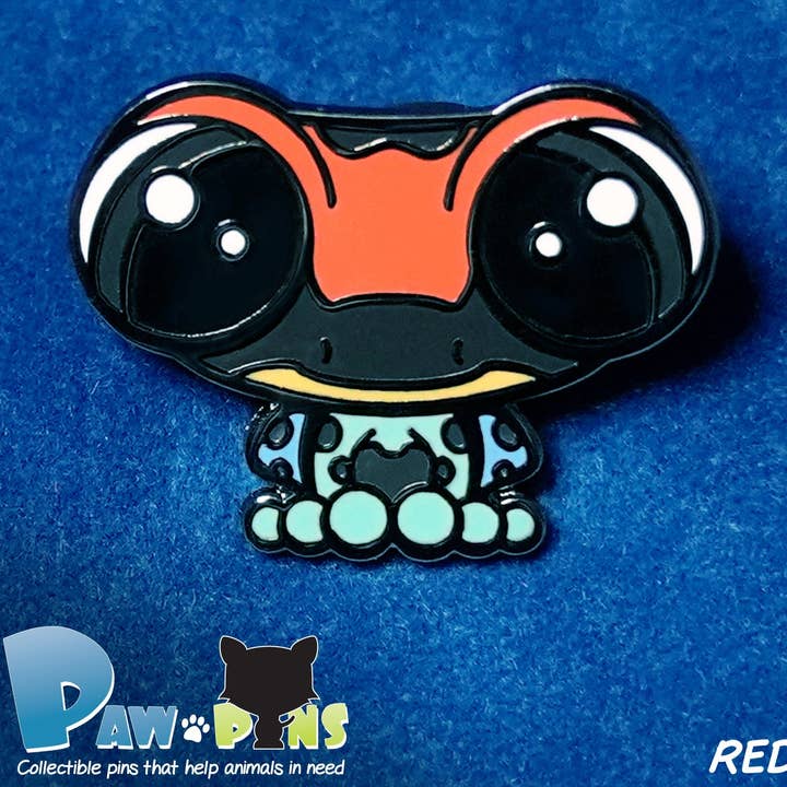 Emaille-Anstecker mit niedlichem Dart-Frosch — Hugo The Dart Frog für den Großhandel von Paw-pins