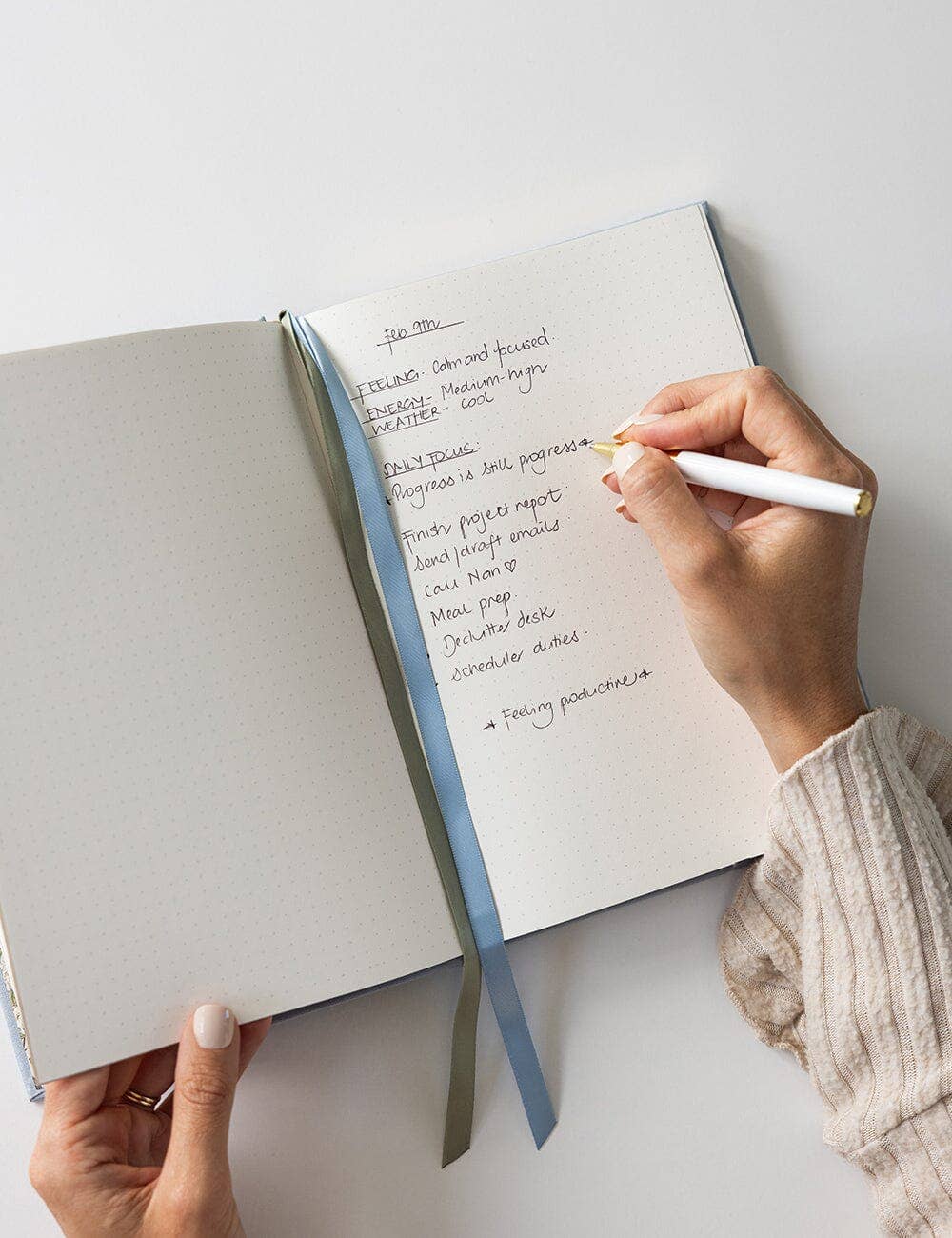Bespoke Letterpress – wholesale Journal/diary – Linen Bound Journal - Luna Blue (Bullet Journal)2