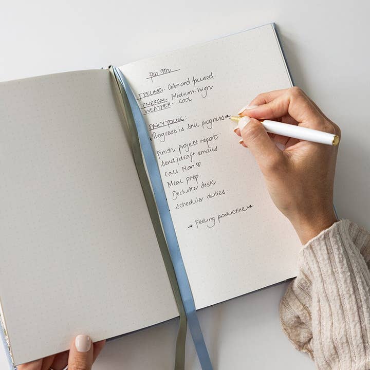 Bespoke Letterpress - Wholesale Journal/diary - Linen Bound Journal - Luna Blue (Bullet Journal)2