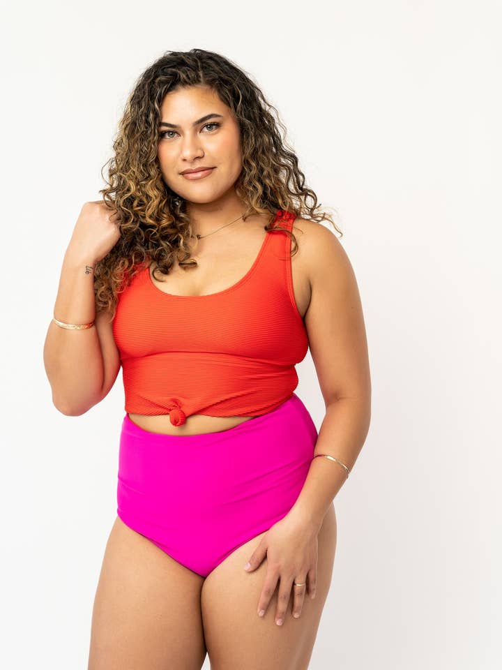 Poppy rød svømmetrøje med knytninger foran for engroshandel hos Coral Reef Swim