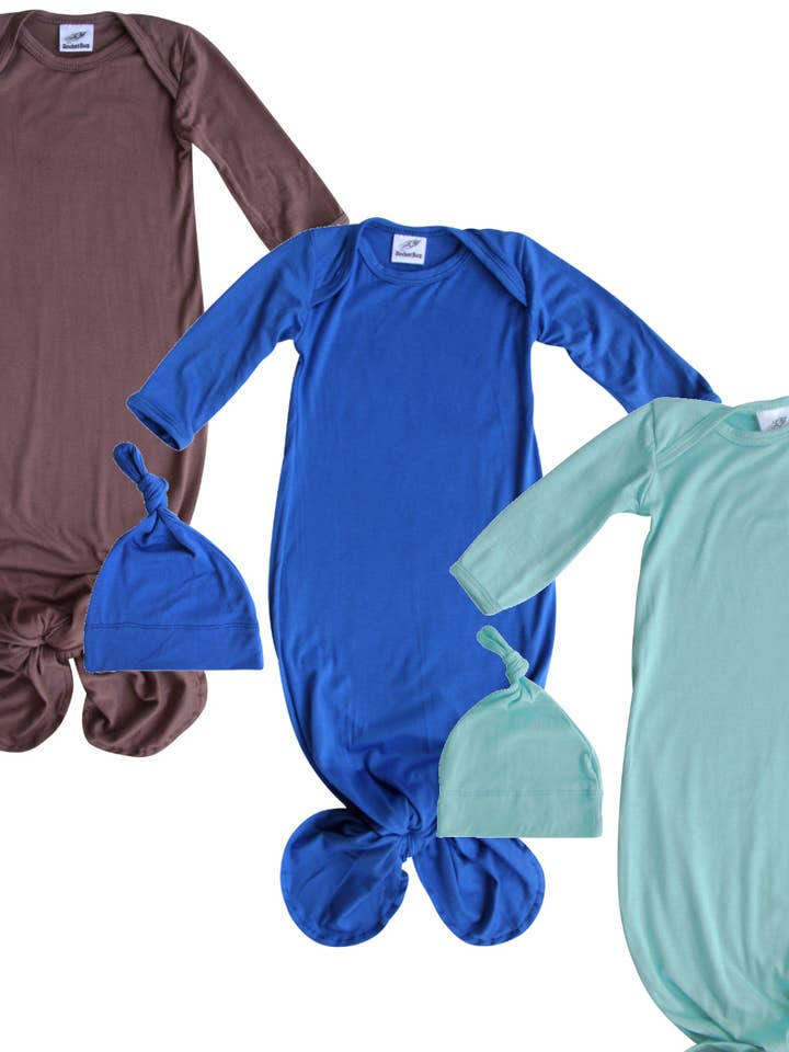 Rocket Bug - Wholesale Babygown Set - Baby - Silky Knotted Baby Gown with Knotted Hat - Infant Sleeper14