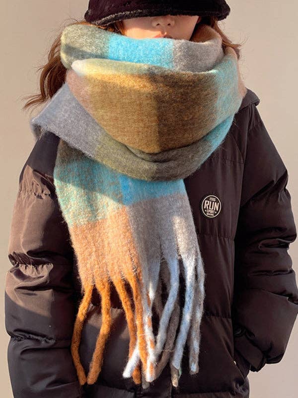 StyleGalX - Wholesale Scarf - Women's - Fashion Keep Warm Tasseled Checkered Shawl&Scarf10