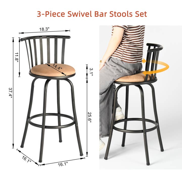 39F Inc. - Vente Chaises - Tabourets de bar pivotants, ensemble de 24 pouces ou 29 pouces